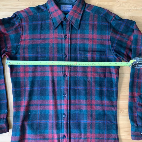 Vintage 60s Pendleton Fireside Shirt Sz Small Red Plaid Wool Collar One Pocket - Picture 7 of 12